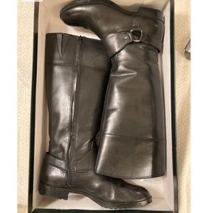 Riding Boots NWB Ralph Lauren Black Leather Zip-up Size 9